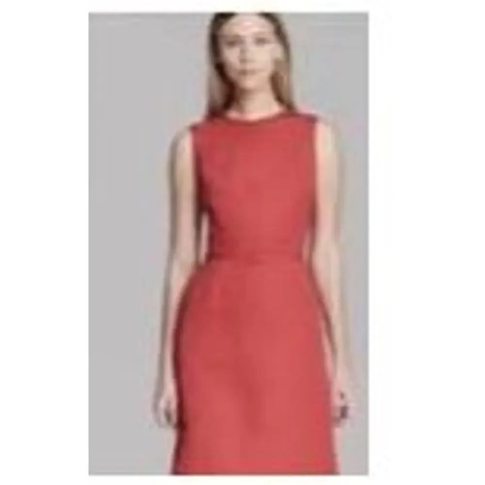 Tory Burch 2 Kimberly Sheath Dress Red Cotton Linen Silk Hourglass Sleeveless